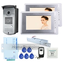 ENVÍO GRATIS Piso 7 “LCD a Color de 2 Pantallas de Vídeo Teléfono de Puerta de Intercomunicación + HD Cámara Lector RFID Al Aire Libre Eléctrico Gota Pestillo de la Cerradura
