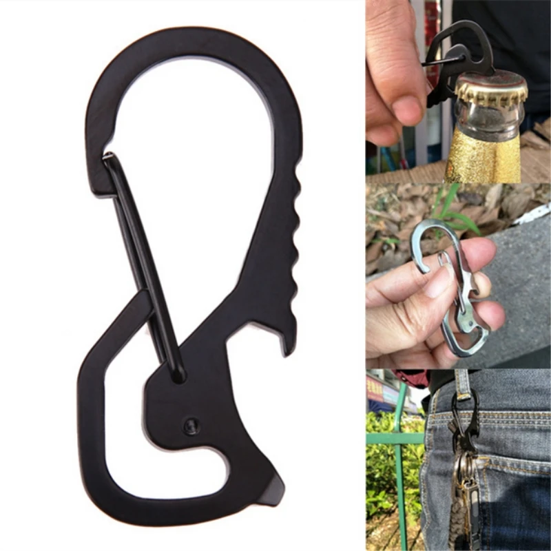 

Outdoor Tools Carabiner Cap Lifter Hex Driver Bottle Opener Keychain Ring Climbing Accessories