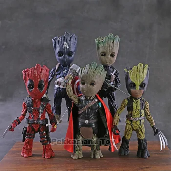 

Marvel Comics Super Hero Tree Man Cosplay Deadpool Wolverine Captain America Action Figure Collectible Model Toy