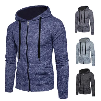

Men's sports casual jacquard clothes grab velvet cardigan hooded Jacket
