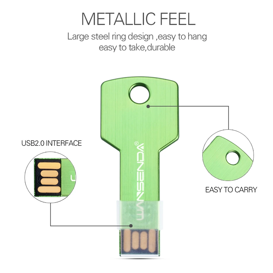 WANSENDA USB флеш накопитель в форме ключа 32 ГБ 4 8 16 64 ГБ|USB флэш-накопители| |