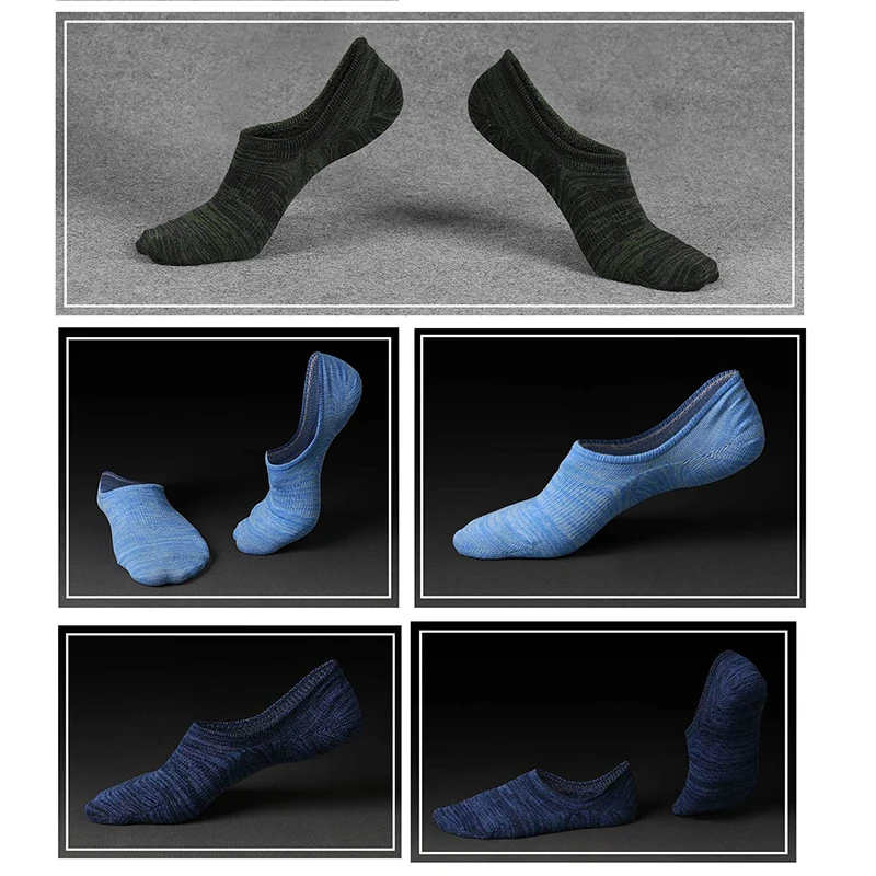 5 пар брендовых летних силиконовых носков, мужские Нескользящие носки, невидимые носки в стиле ретро, партия высококачественных повседневных носков BOC089