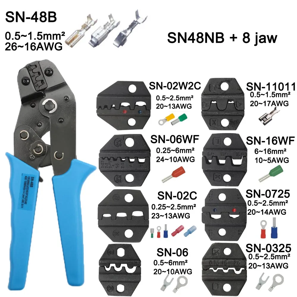 Обжимные плоскогубцы челюсти SN-48B SN-02C SN-06WF SN-11011 SN-02W2C SN-0325 SN-0725 SN-16WF высокая твердость челюсти костюм наборы инструментов - Цвет: SN48B 8JAW