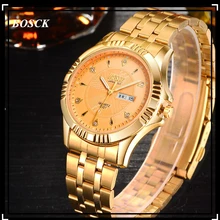 2016 BOSCK Calendar Gold font b Quartz b font Watch Men Clock font b Top b