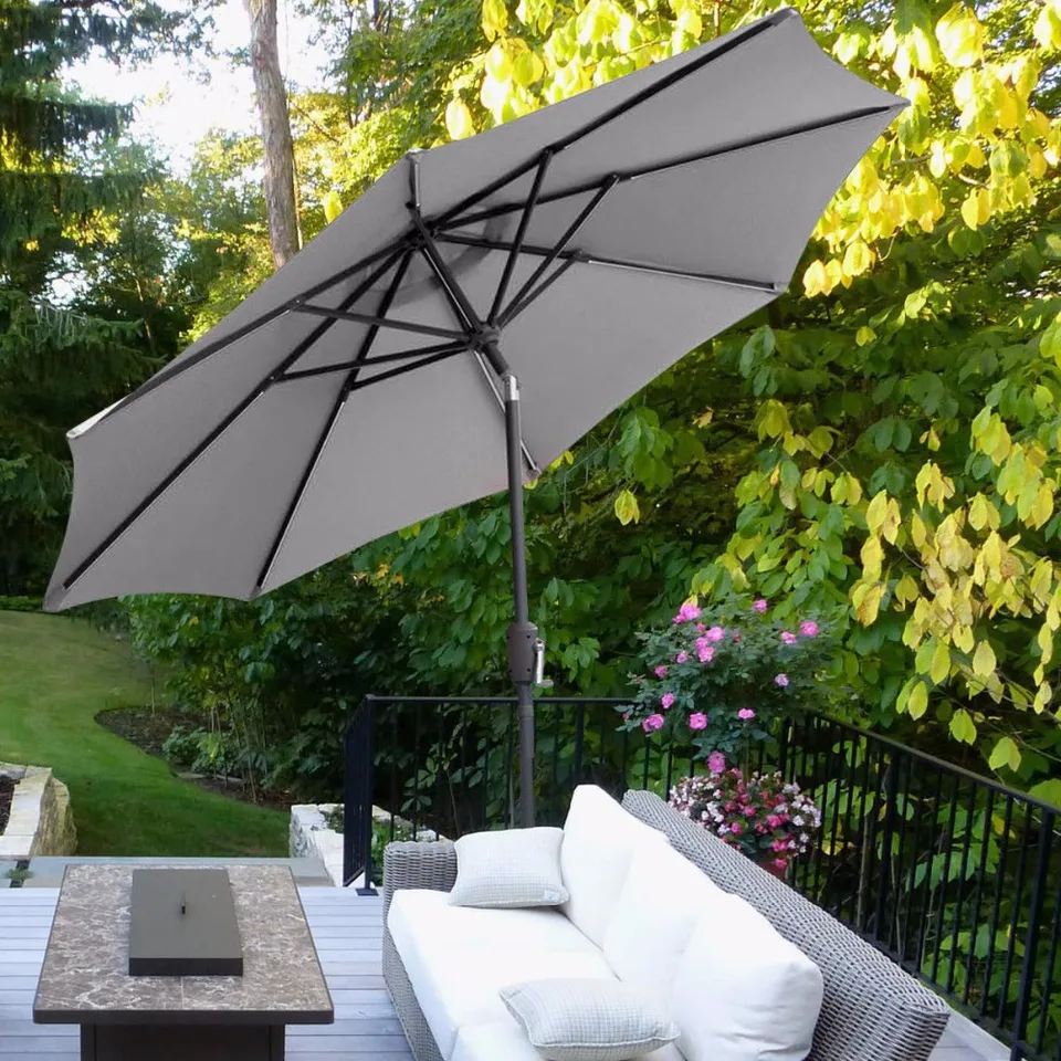 Giantex 9 Ft Patio Solar Umbrella Led Tilt Deck Waterproof Garden Market Beach Gray Outdoor Furniture Op3246gr Aliexpress