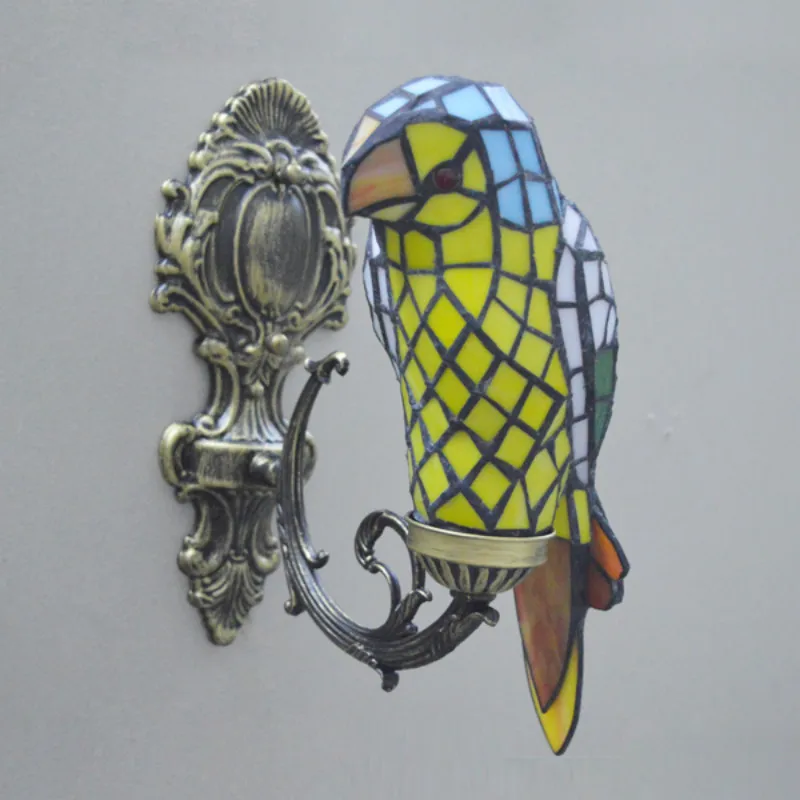 Macaw bird tiffany wall lamp stained glass wall mounted accent lamp for foyer novelty light fixture unique home decor lighting Macaw bird tiffany wall lamp stained glass wall mounted accent lamp for foyer novelty light fixture unique home decor lighting