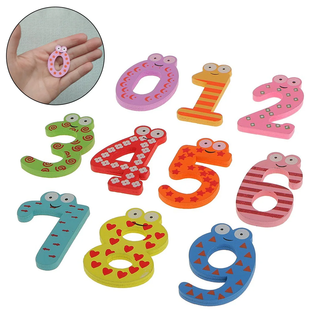 

10pcs Wooden Digital Number Fridge Magnets Children's Early Learning Educational Maths Toy Refrigerator Stick