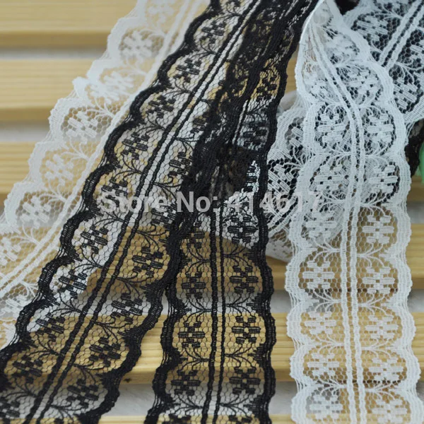 

Cotton Fabric Lace Trim -Black and White Lace Tirm Floral Pattern for Home Decor Dress Altered Couture Supplies 5yard/LOT