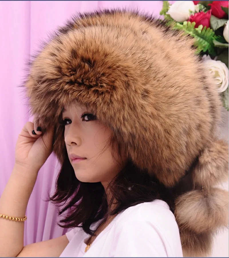 Genuine fox fur Bomber hat 