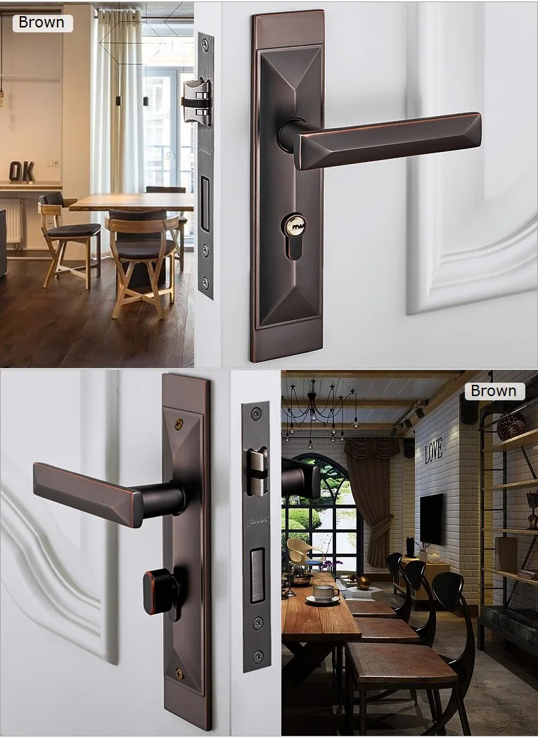  Square Mortise Interior Door Lock Set 35-45mm Brown/Black color for option - 32833029846
