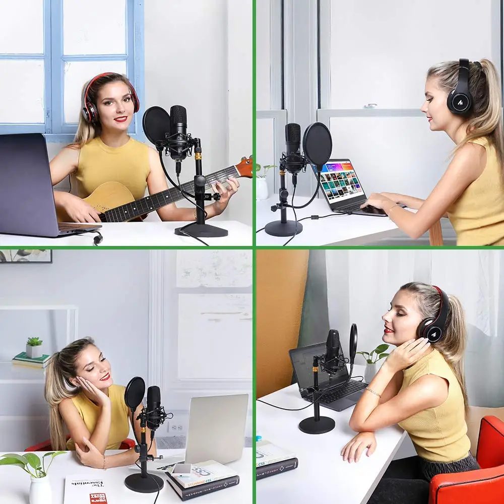 MAONO USB Microphone Kit Professional Podcast Streaming Microphone Condenser Studio Mic for Compute