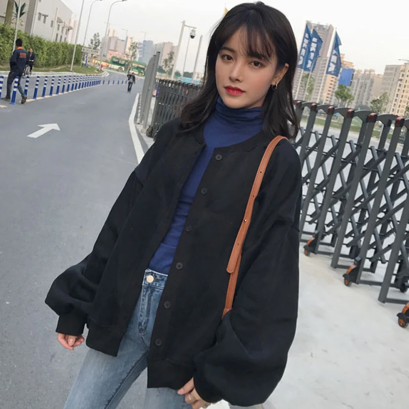 Harajuku пальто Фонари рукава Свободные пиджаки и куртки женская одежда 2018 Новые