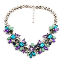 Elegant Gold Plated Choker Necklace Crystal Gem Flower Statement Necklace Clavicle Chain Necklace For Women Jewelry retro women s exaggeration mixing crystal ball necklace pearl turquoises short clavicle chain statement choker necklace jewelry