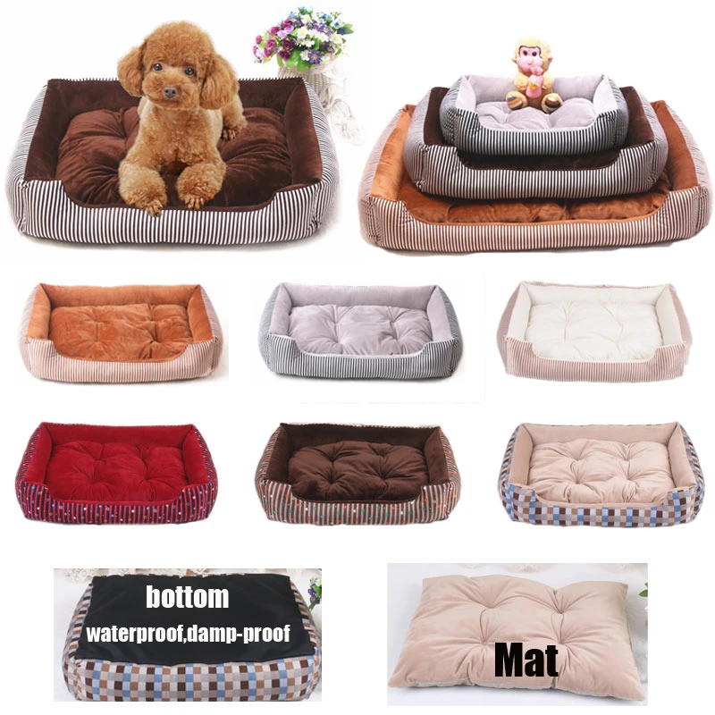 

Pet Cat Dog Bed House Mat Stripe Plaid Cama Para Perro Kennel Soft Warm for Large Small Middle Pug Teddy Spitz Golden Hair