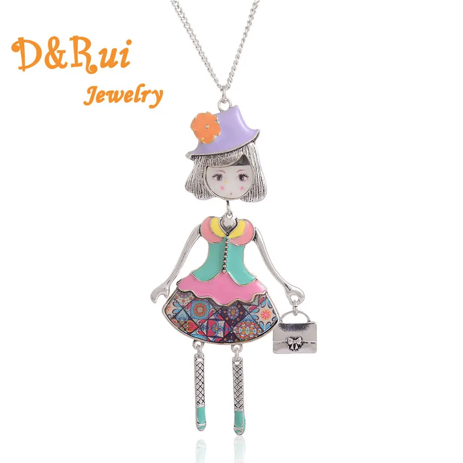 

Sweet Girl Necklace For Women Girls Gifts Enamelled Zinc Alloy Pendant Ladies Fashion Chic Jewelry Accessories Party Decorations