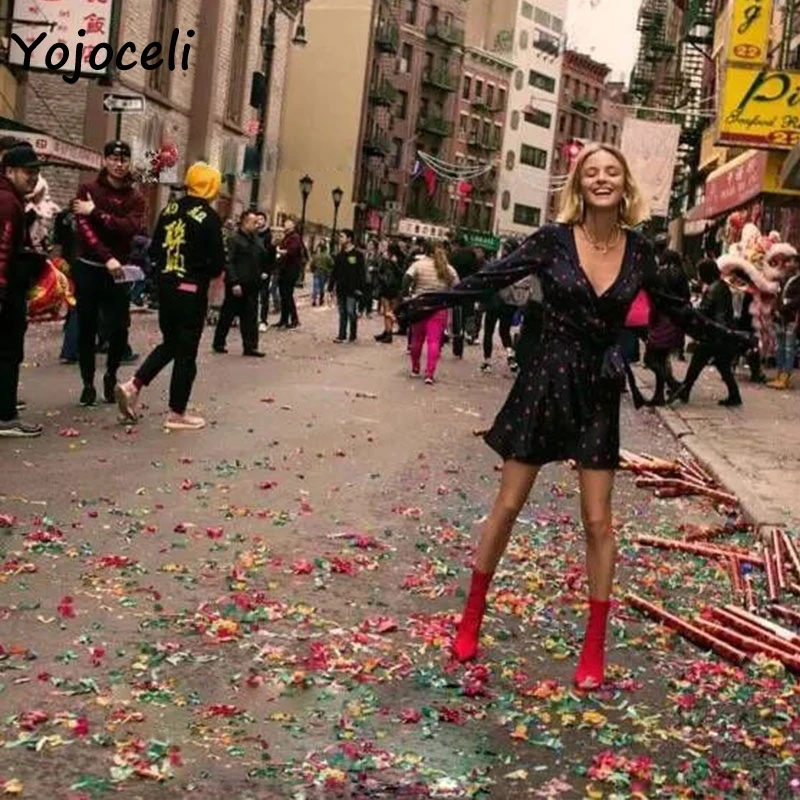 Милое Платье Yojoceli с запахом и принтом в виде сердечек женское вечернее платье