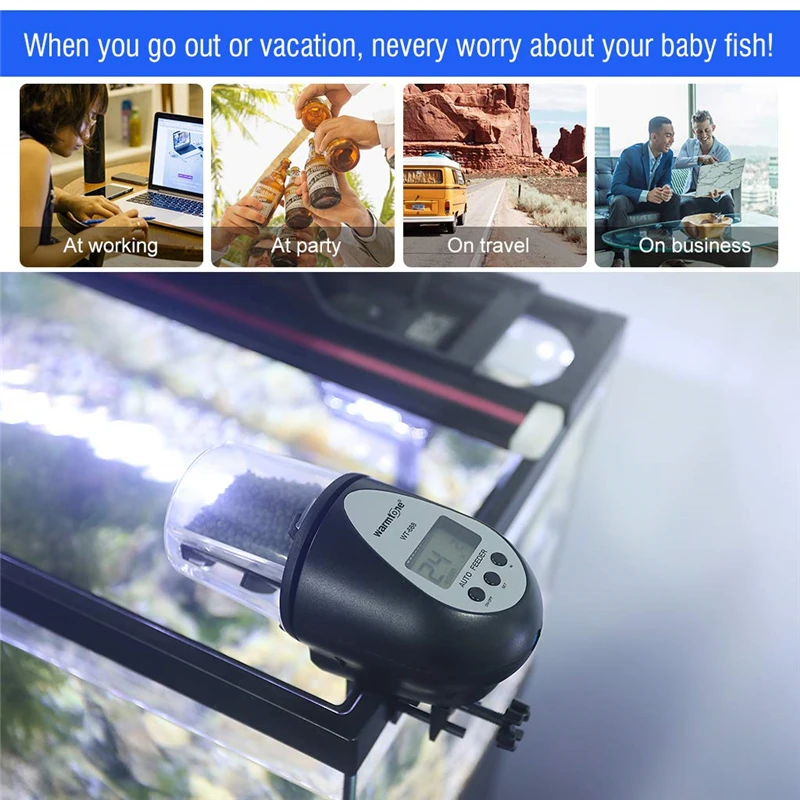 5 Portable Automatic Electrical Fish Feeder Digital  Fish Tank Timer Feeder Home Aquarium Tank Food Feeding Weekend Holiday Helper