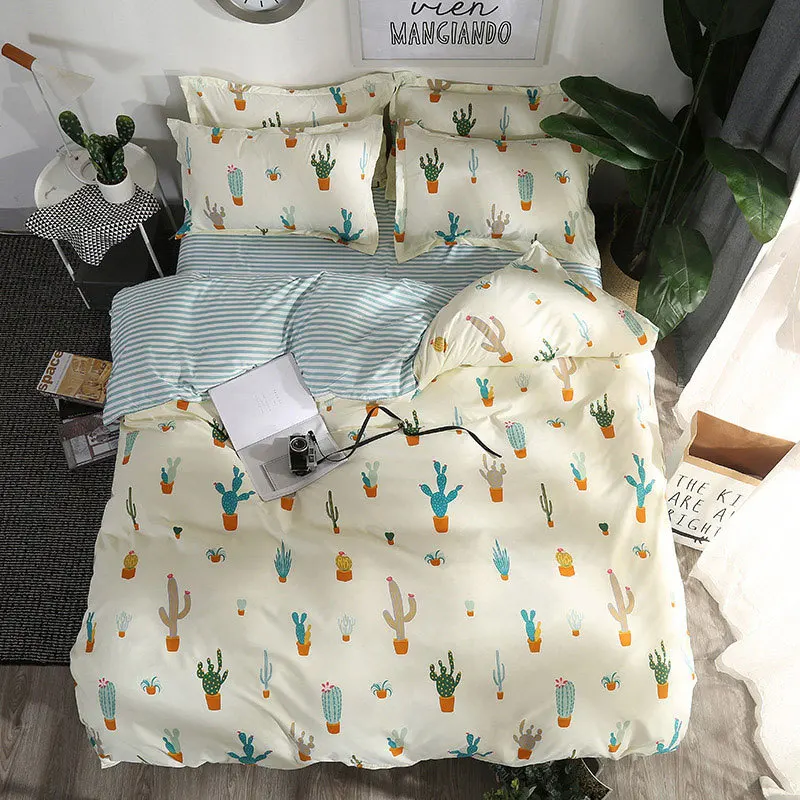 

Cactus 4pcs Girl Boy Kid Bed Cover Set Duvet Cover Adult Child Bed Sheets And Pillowcases Comforter Bedding Set 2TJ-61023