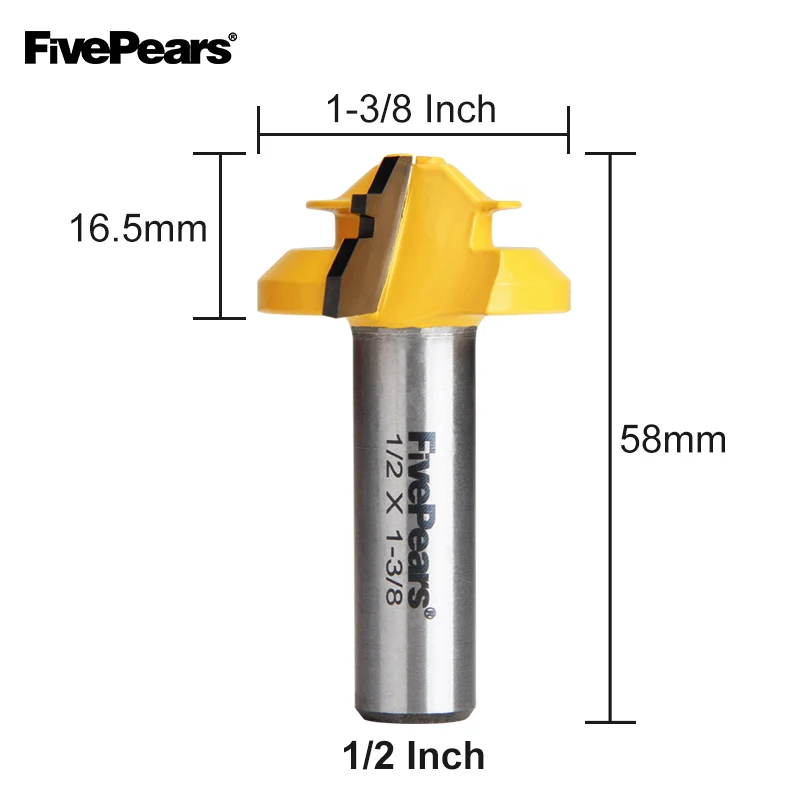 FivePears шарнирные фрезы с 1/2 &quotхвостовиком маленький блокировщик 45 градусов 1-3/8