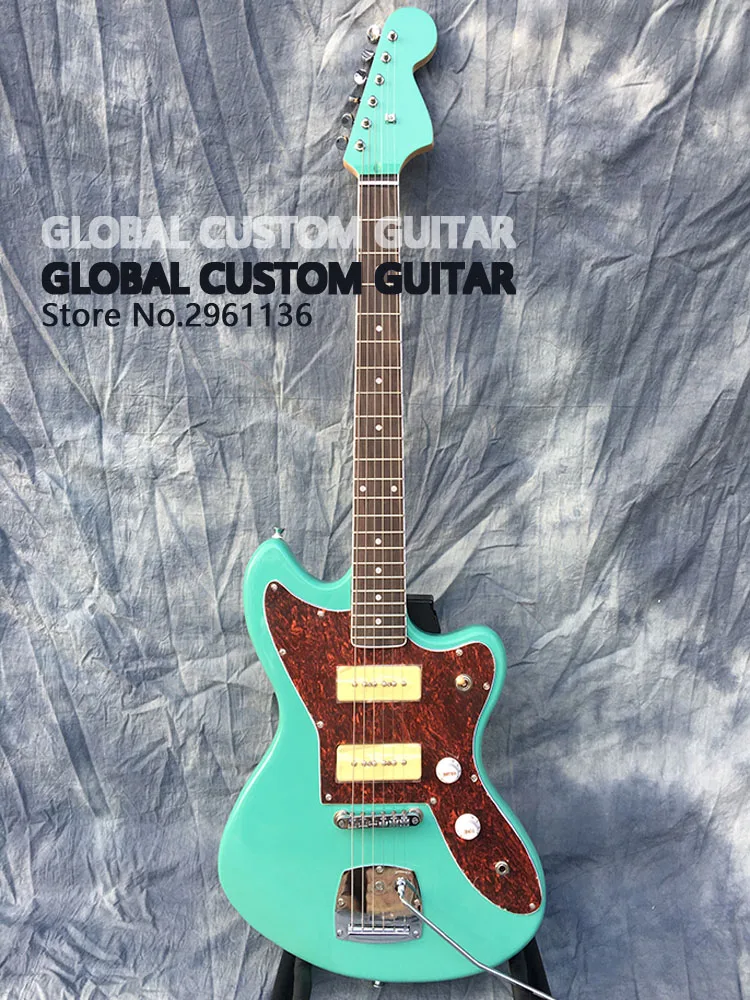 

Jazzmaster deluxe Jaguar Electric guitar,S-P90 pickups,color of the green sea,All color Available,Real photo showing,free ship!