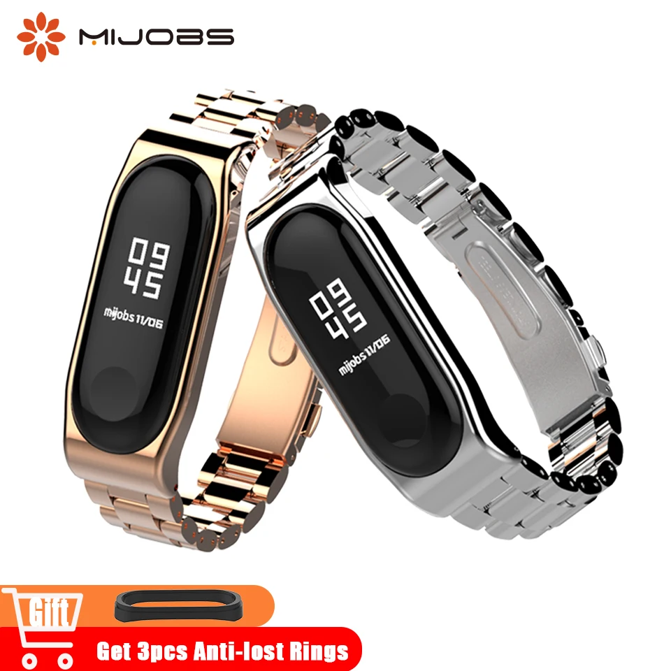 

Mijobs Mi Band 4 Metal Wrist Strap Stainless Steel for Xiaomi Mi Band 3 Smart Bracelet Miband 4 NFC Accessories Band4 Wristbands