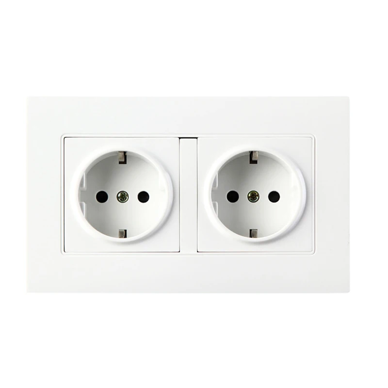 

High Quality Wall Power Dual Socket Plug Grounded 16A EU Standard Electrical Double Outlet 146 mm * 90 mm