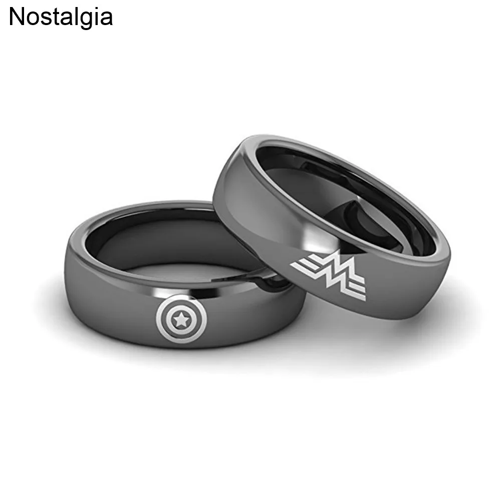 

Nostalgia Superhero Captain America Wonder Woman Titanium Ring For Men Women
