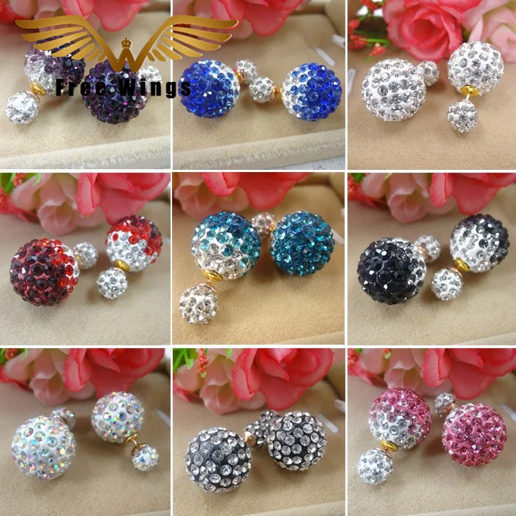 

Stud Earrings 2017 Fashion Jewelry Charmig Tide Rhinestone Super Soft with Two Sided Ball Earrings for Women B8 30D