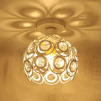 

Nordic LED Iron Crystal Ceiling Lights Vallkin Retro Cage E27 Ceiling Lamp Bedroom Corridor Crystal Lamp Home Decoration MYC