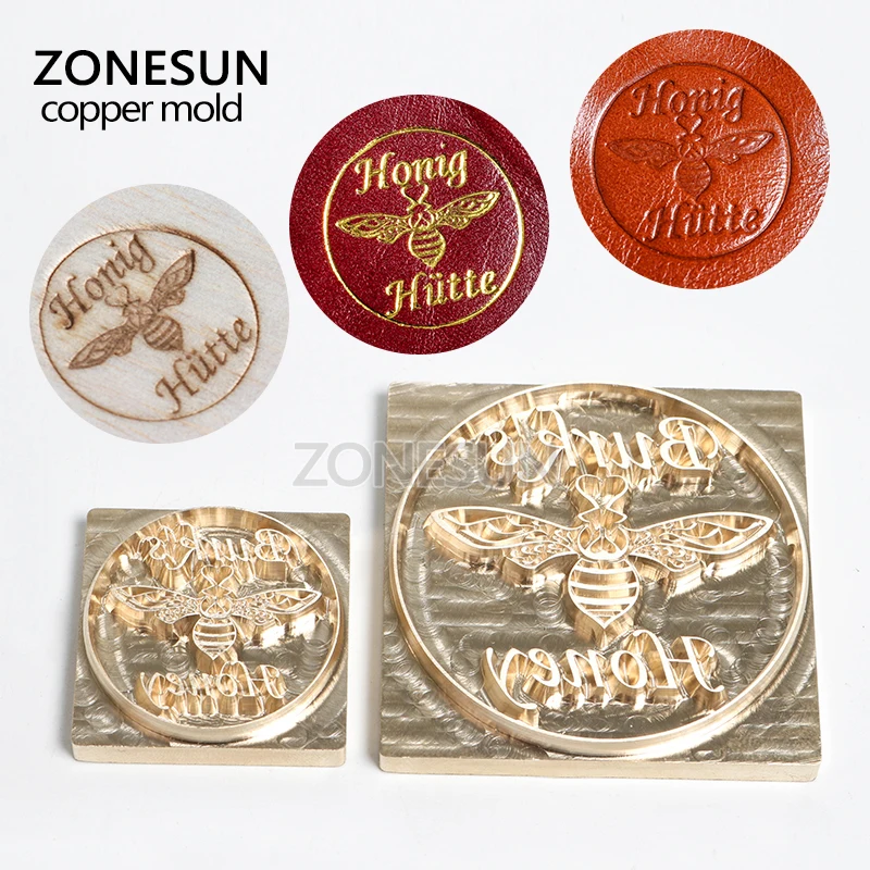  ZONESUN Customize Logo Metal Hot Brass Stamp Iron Mold Personalized Mold heating on Wood Leather We