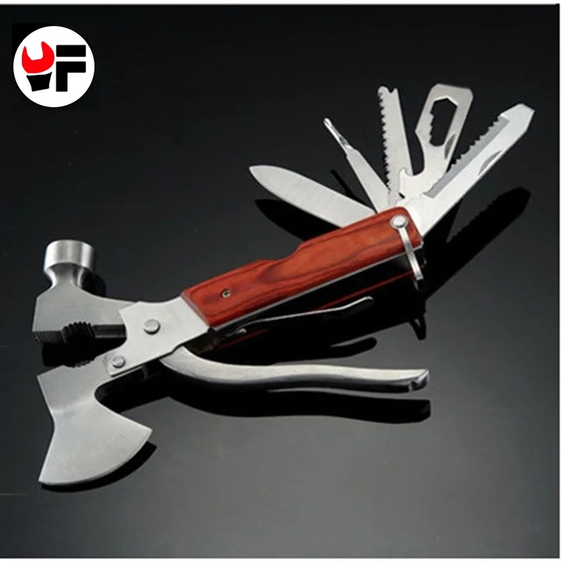 

YOFE 16 in 1 Outdoor Camping Multifunctional Tool Axe Hammer Stainless Steel folding Knife Vehicle Emergency Tool Screwdriver