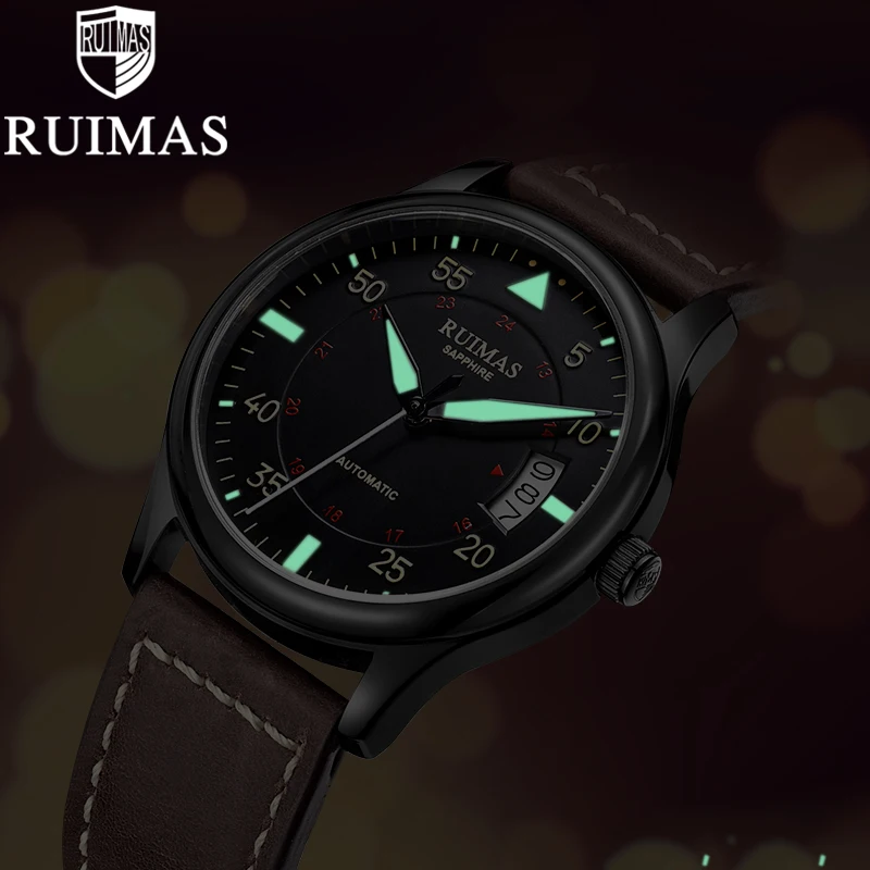 Ruimas التلقائي الميكانيكية ووتش رجل الفاخرة الأعمال الكلاسيكية Miyota أعلى العلامة التجارية مضيئة الذكور الساعات الرجعية ساعة اليد Relogio Ruimas التلقائي الميكانيكية ووتش رجل الفاخرة الأعمال الكلاسيكية Miyota أعلى العلامة التجارية مضيئة الذكور الساعات الرجعية ساعة اليد Relogio