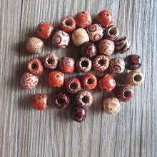 50 шт./лот смешанные конструкции деревянные Dreadlock ужаса волосы Бусины 5 мм отверстие