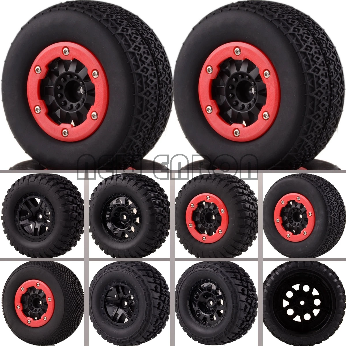 

NEW ENRON 4PCS Bead-Lock Short Course Tire & Wheel 12MM HEX 1182-(12-17) FOR 1/10 Traxxas Slash 4x4 HPI