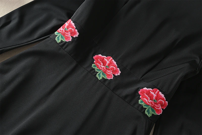 Известный бренд Runway новейшее весеннее модное тонкое элегантное винтажное повседневное длинное женское платье с эброидными розами