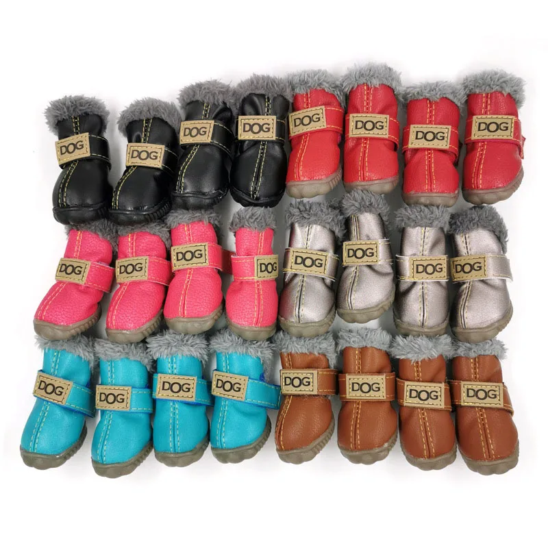 

4pcs/set Waterproof Pet Dog Shoes Winter Super Warm Dog Boots Cotton Anti Slip Shoes For Small Pet Supplies Chihuahua Teddy