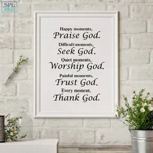 

SPLSPL Abstract Canvas Painting Bible Verse Quote Home Decor Posters and Prints Every Moment Thank God Religion Wall Picture