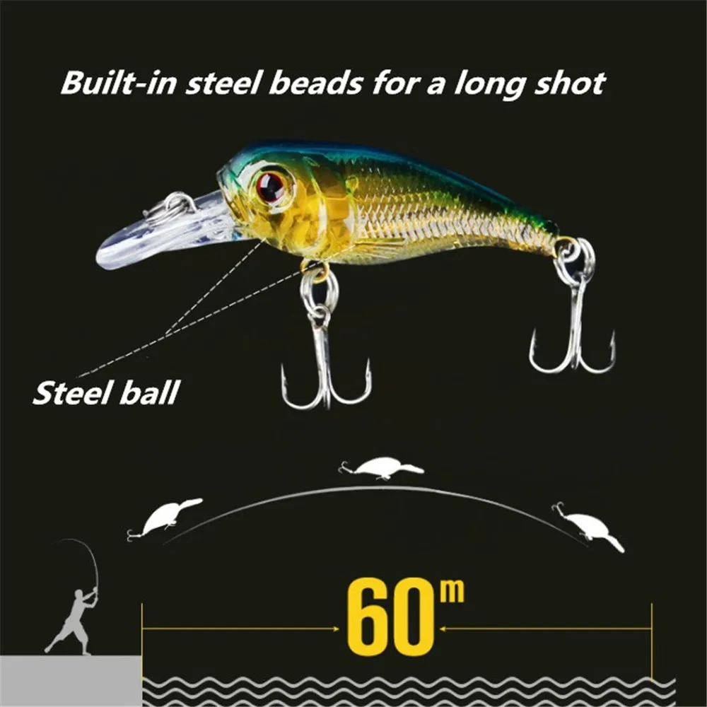 1 шт., лазерная приманка для рыбалки 5 см, 5 г, жесткие приманки, пластиковые воблеры, искусственные рыболовные снасти, приманка для ловли карпа, рыболовные 3D глаза
