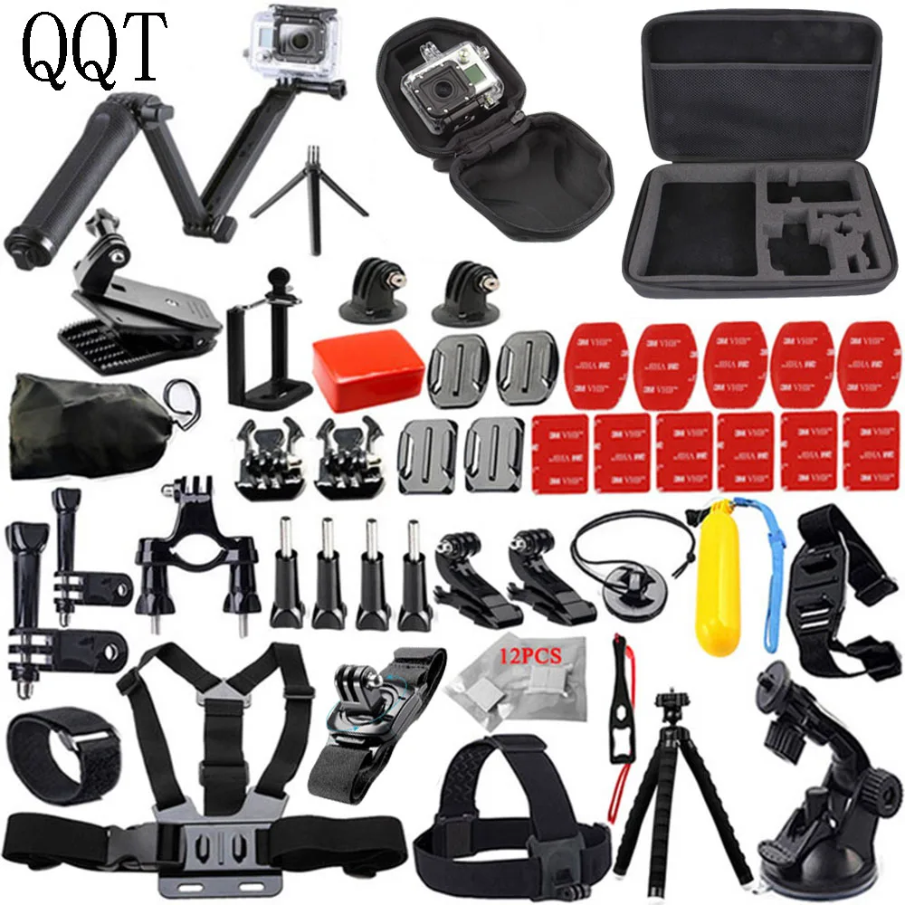 Qqt для GoPro Аксессуары комплект 3 Way палка для селфи монопод для GoPro Hero 6 5 4 3 + для Xiaomi для Yi Спорт камеры