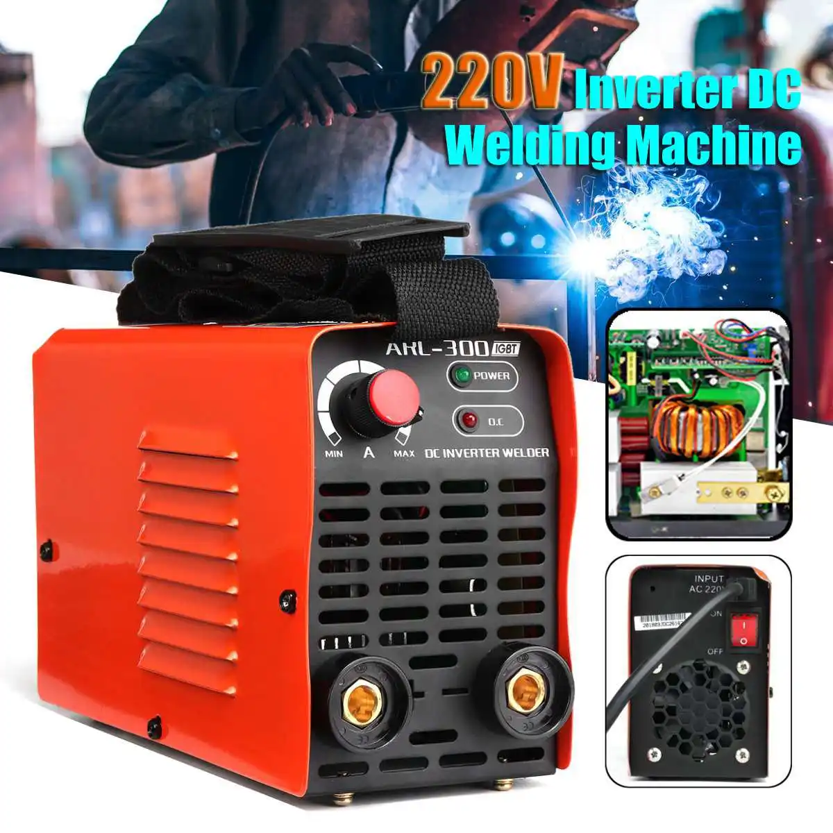 

New ARC-300 220V Inverter DC Mini Copper Portable Welding Machine Gas/No Gas Arc Mig Welder Portable Strap Manual Cooling Fan