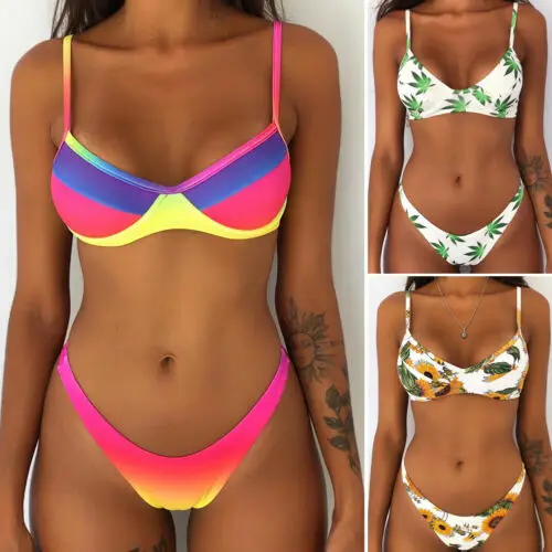 

Summer Women Push-up Padded Bra Bikini Set Floral Triangle Swimwear Swimsuit Bathing Beach Bikinis Set