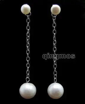 

White 7-8mm Flat Round Natural Pearl and 10-11mm potato pearl Earring-ear577