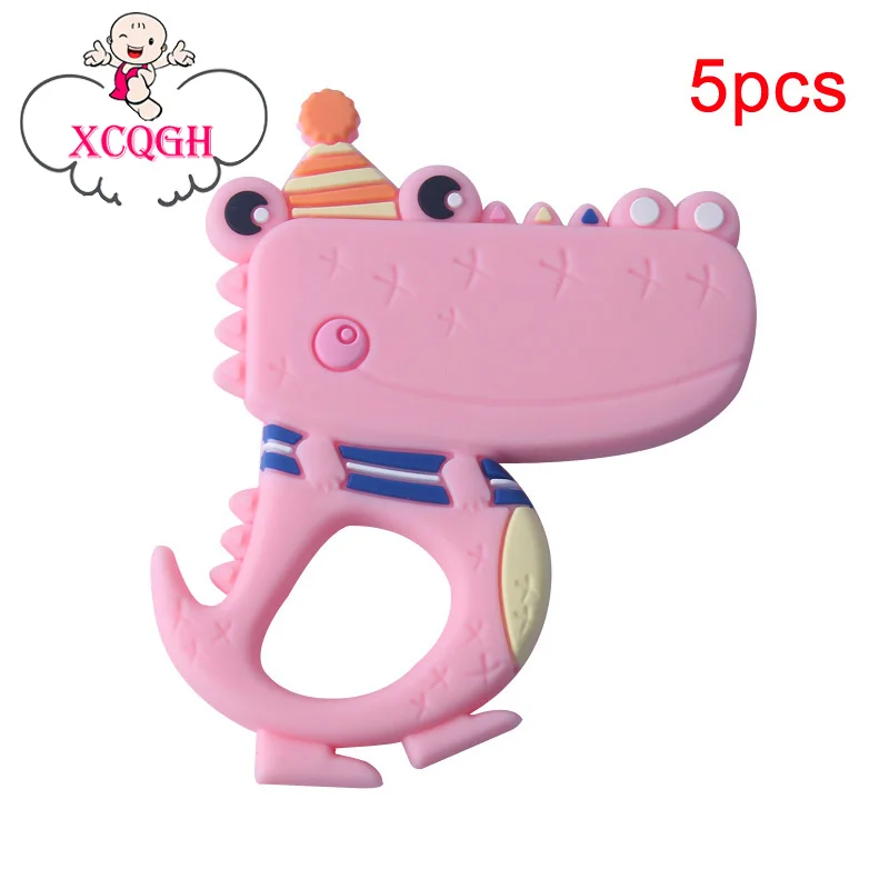 

XCQGH 5pcs Silicone Crocodile Teether Baby Molar Stick Teether Baby Bite Toy Silicone Baby Teether