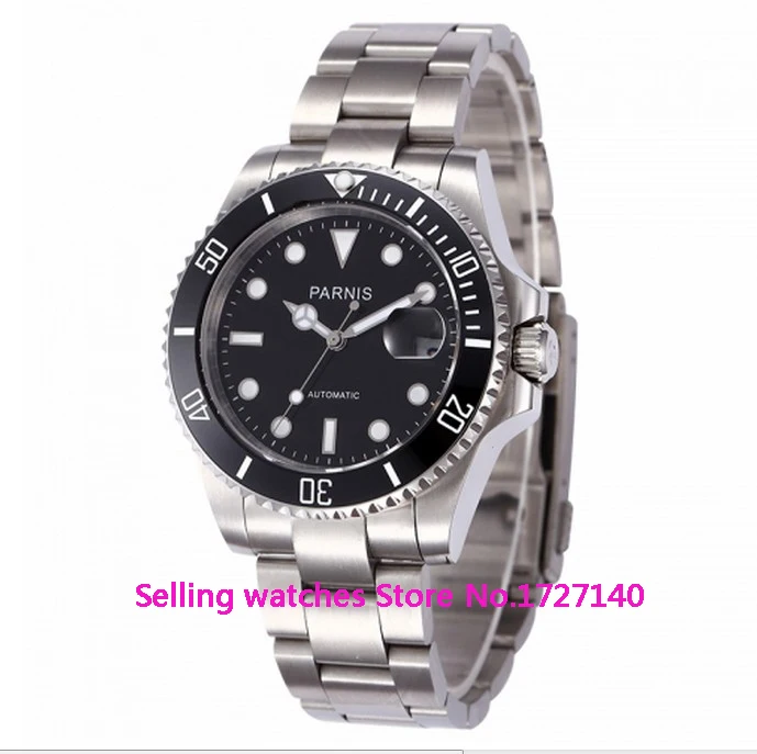 40mm Parnis Ceramic Bezel Luminous Mark Automatic font b Watch b font p002