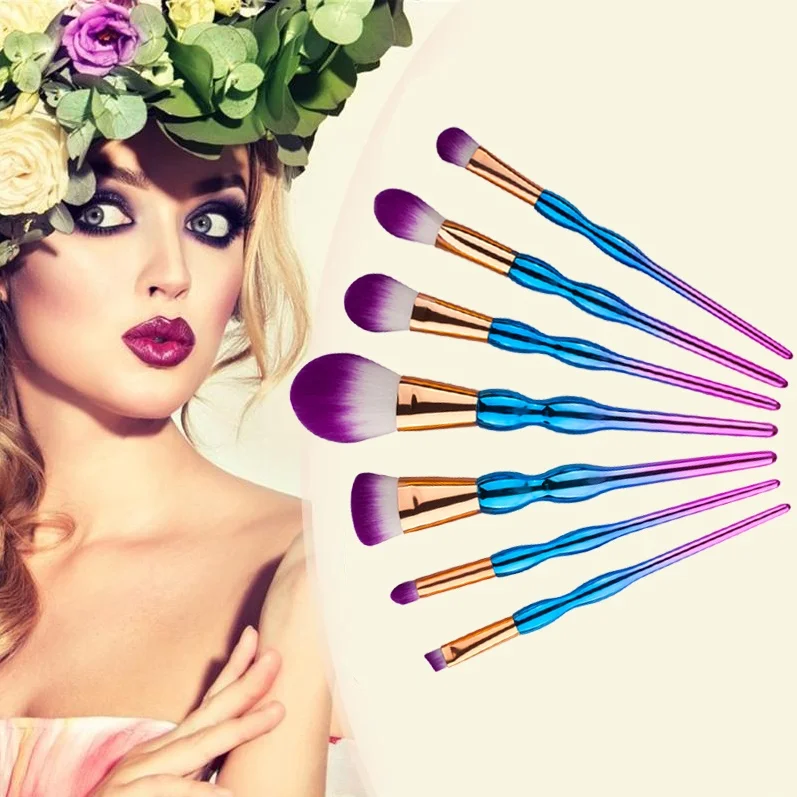 

7pcs purple Makeup Brushes Set Gourd-shaped handle Cosmetic Foundation Eyshadow Blusher Powder Brush beauty tools kits
