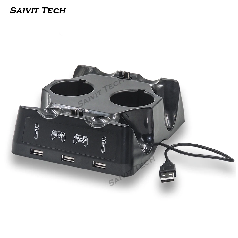 PS4/PS MOVE/PS VR Gampad зарядная станция 2 светодиодный дисплей Многофункциональный двойной док-станция для зарядки контроллера для sony PS4& Slim& Pro