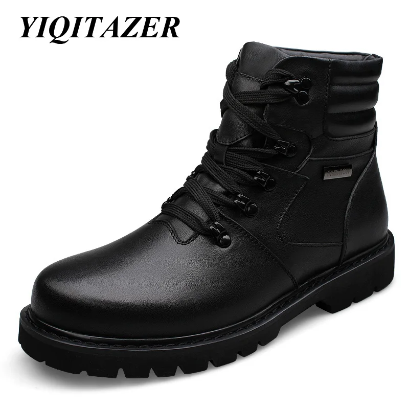 YIQITAZER/ обувь из натуральной коровьей кожи; мужские военные ботинки; зимние мужские Ботильоны; зимняя обувь размера плюс 48