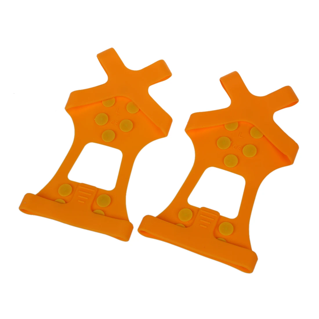

Pair Crampons Anti Skid Over Shoe Spikes Grips Cleats Portable Ice Snow Orange L