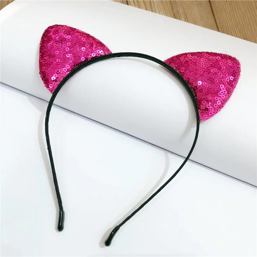 Wholesale New Cat Ears Bezel for Girls Hair Accessories Sequins Hairband Cat Ear Headband Women