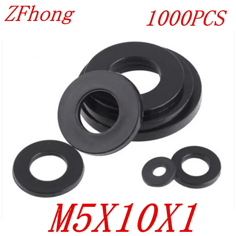 1000PCS M5*10*1 5mm Black flat nylon Washernylon washerflat nylon